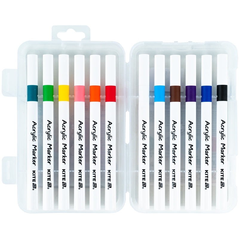 Markery akrylowe Kite Creative K-1156, zestaw 12 sztuk