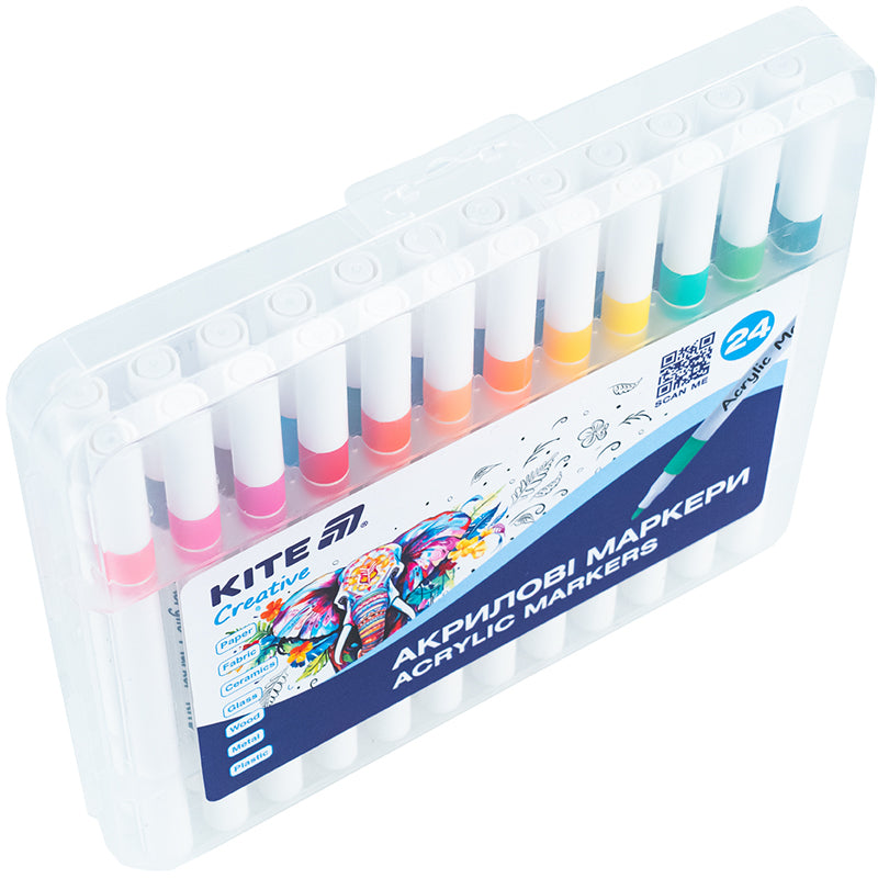 Markery akrylowe Kite Creative K-1157, zestaw 24 sztuki