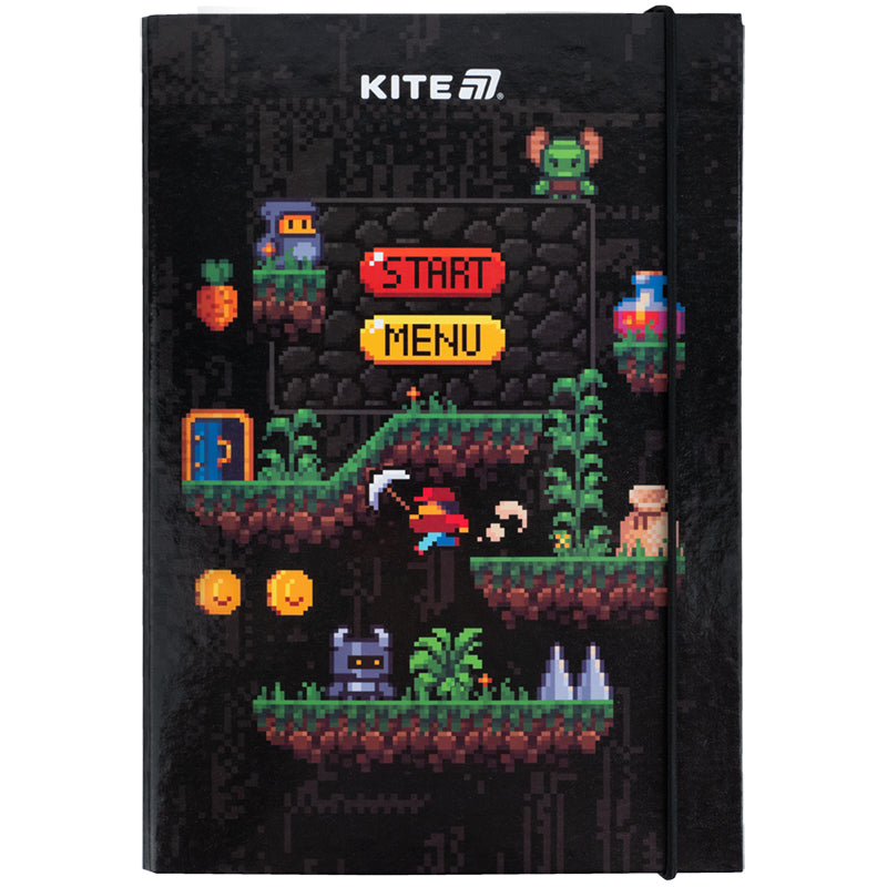 Teczka na zeszyty z gumką Kite Pixel Game K25-210-2, karton