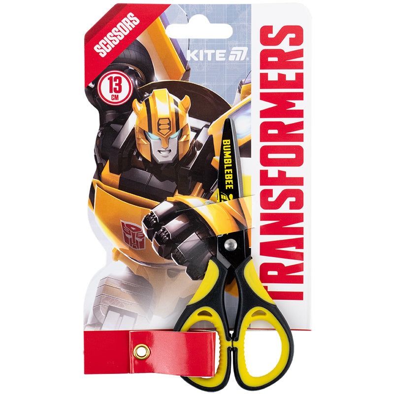 Nożyczki dla dzieci z wkładkami gumowymi z nadrukiem na ostrzu Kite Transformers TF25-148, 13 cm