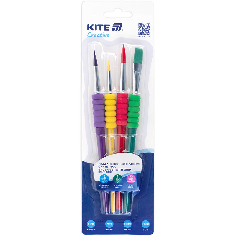 Zestaw 4 pędzli  syntetyk Kite Creative K-334-2