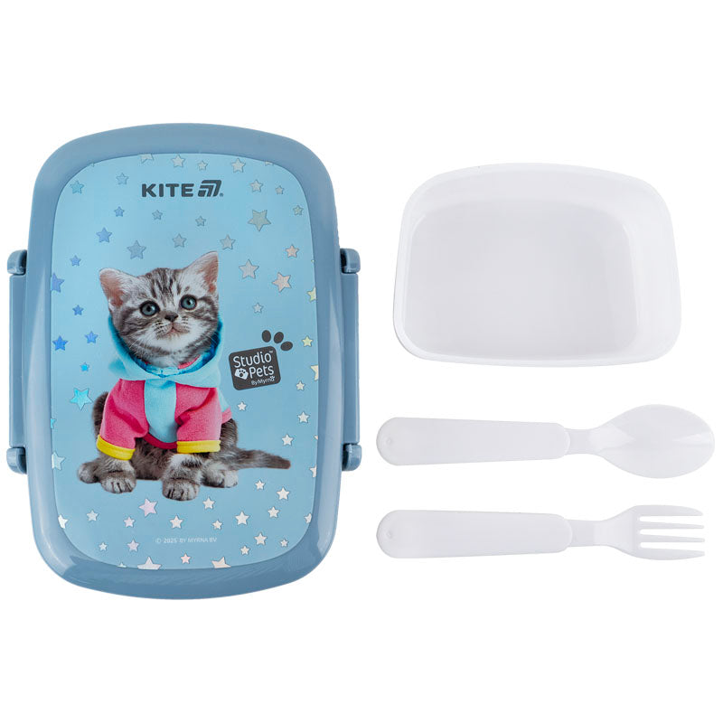 Śniadaniówka z przegródkami i sztućcami Kite Studio Pets SP25-163, 750 ml
