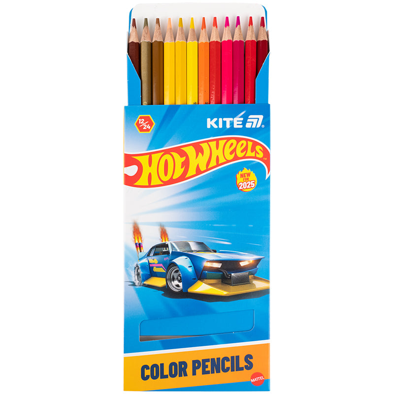 Dwustronne kredki ołówkowe Kite Hot Wheels HW25-054, 12 szt./24 kolory