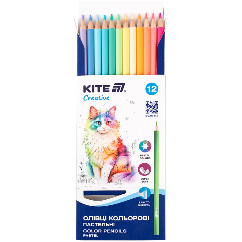 Kredki ołówkowe Kite Creative Pastel K-451, 12 szt. l