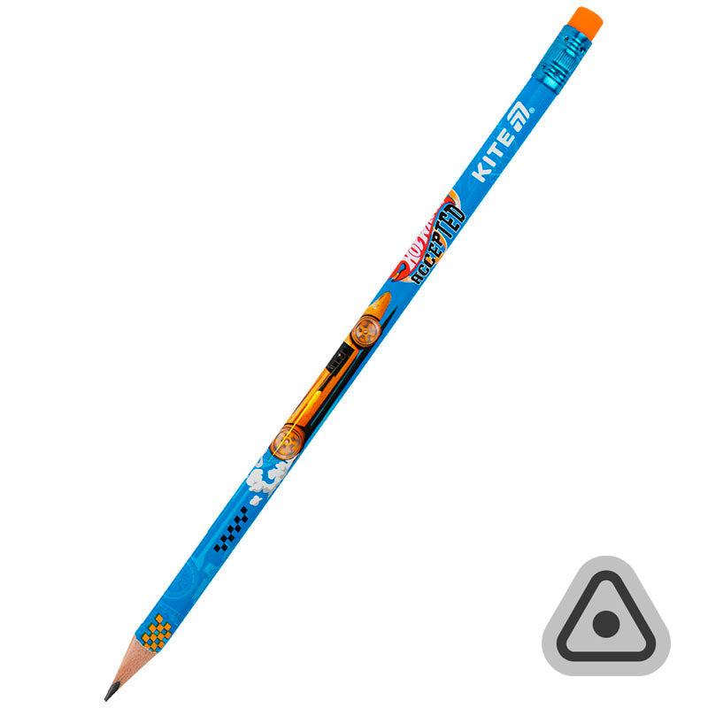 Ołówek grafitowy z gumką, trójkątny Kite Hot Wheels HW25-046