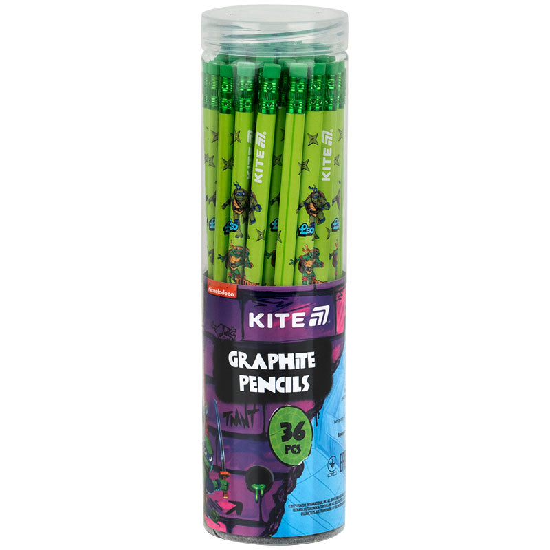 Ołówek grafitowy trójkątny z gumką Kite Ninja Turtles NT25-046
