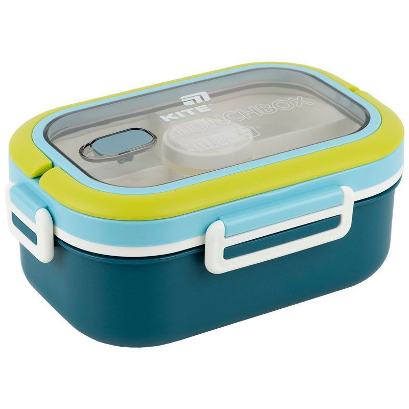 Śniadaniówka z przegródkami i sztućcami Kite K25-1182-2, 1100 ml, niebieski