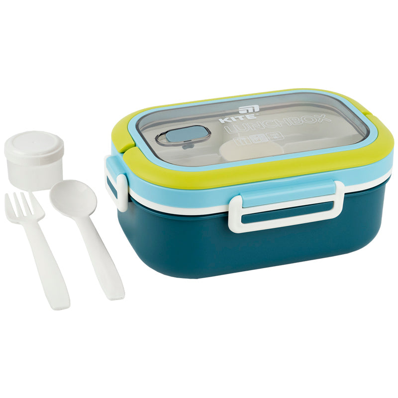 Śniadaniówka z przegródkami i sztućcami Kite K25-1182-2, 1100 ml, niebieski