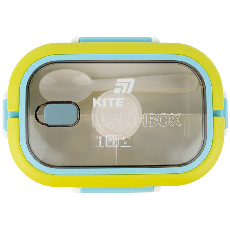 Śniadaniówka z przegródkami i sztućcami Kite K25-1182-2, 1100 ml, niebieski