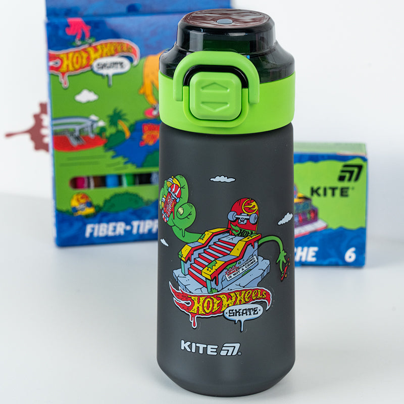 Butelka na wodę Kite Hot Wheels HW25-1213, 560 ml, czarna