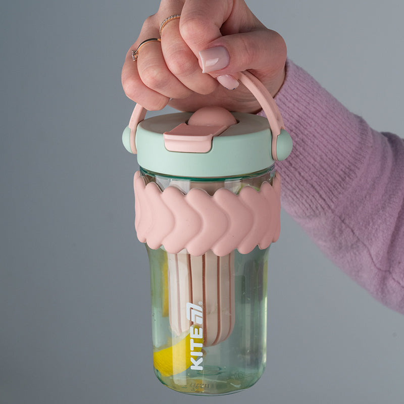 Szklanka na wodę Kite K25-1230-3, 700 ml, miętowo-różowa