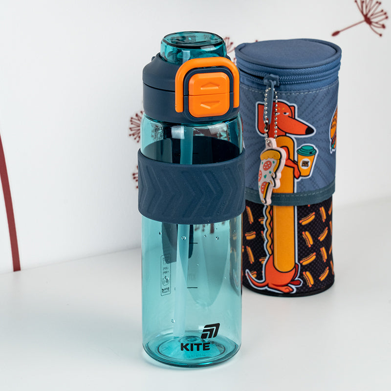 Butelka na wodę Kite K25-1234-3, 800 ml, niebiesko-pomarańczowa