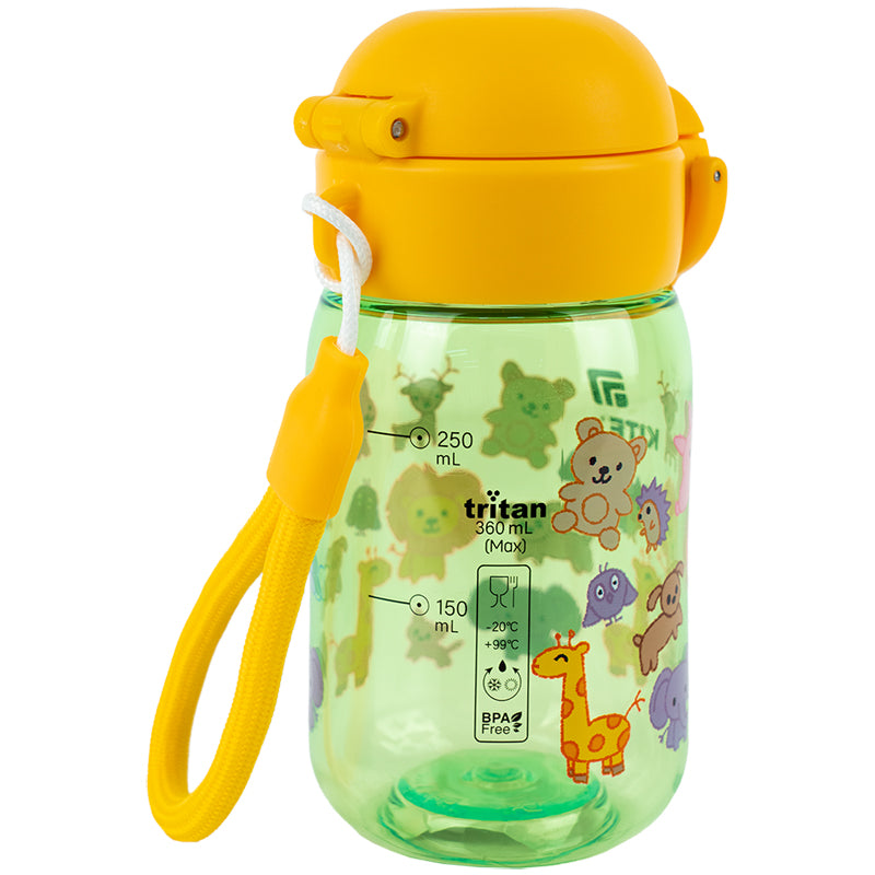 Пляшечка для води Kite K25-1235-3, Zoo, 360 мл, зелена
