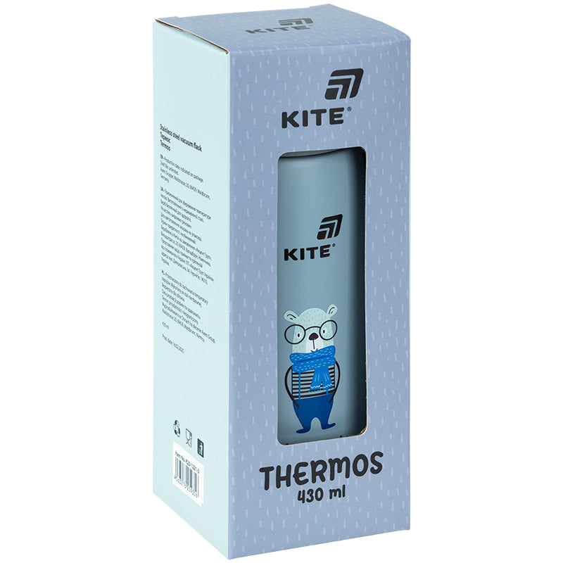 Termos z przyciskiem Kite K25-1221-3, Hot style, 430 ml, szary