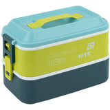 Śniadaniówka podwójnа z sztućcami Kite K25-1184-2, 2000 ml, niebieski