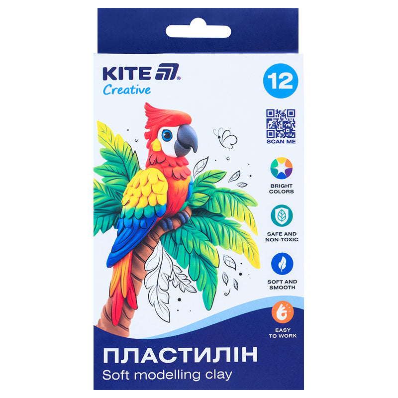 Plastelina woskowa, 12 kolorów, 200 g K-086, Kite Creative