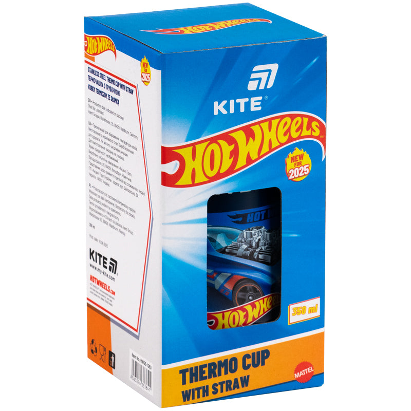 Kubek termiczny ze słomką Kite Hot Wheels HW25-1263, 350 ml