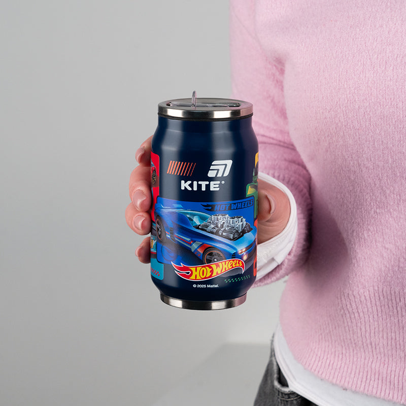 Kubek termiczny ze słomką Kite Hot Wheels HW25-1263, 350 ml