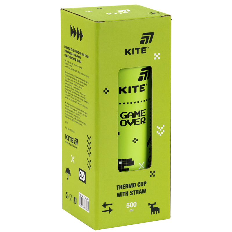 Kubek termiczny ze słomką Kite Game over K25-1264-1, 500 ml