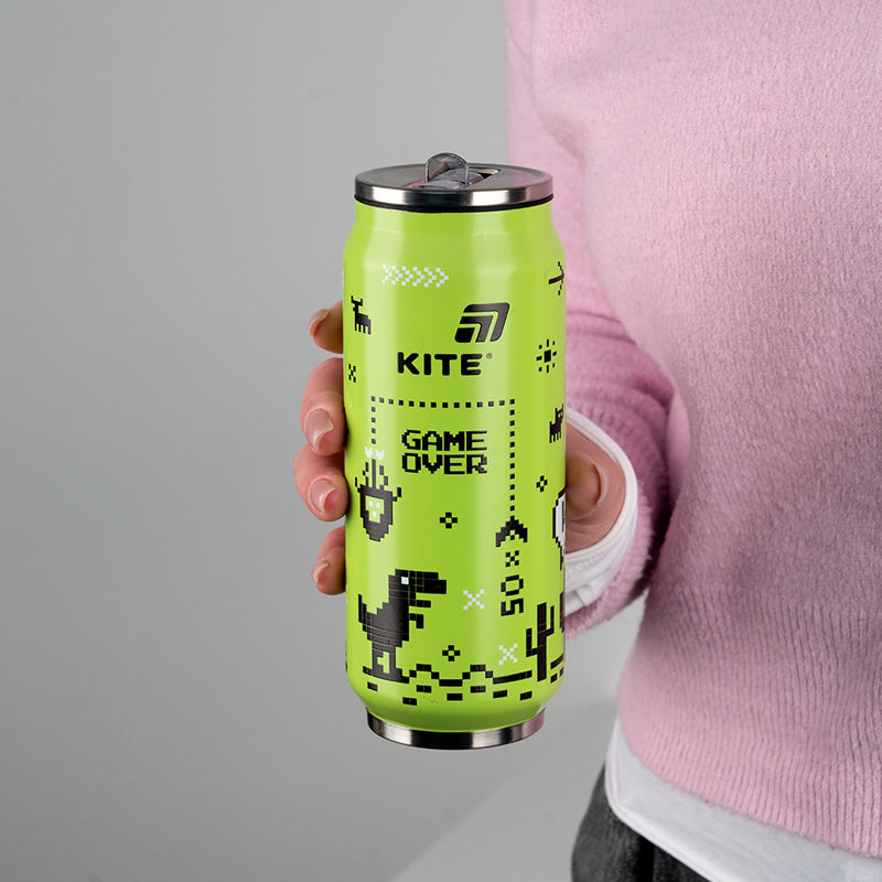 Kubek termiczny ze słomką Kite Game over K25-1264-1, 500 ml