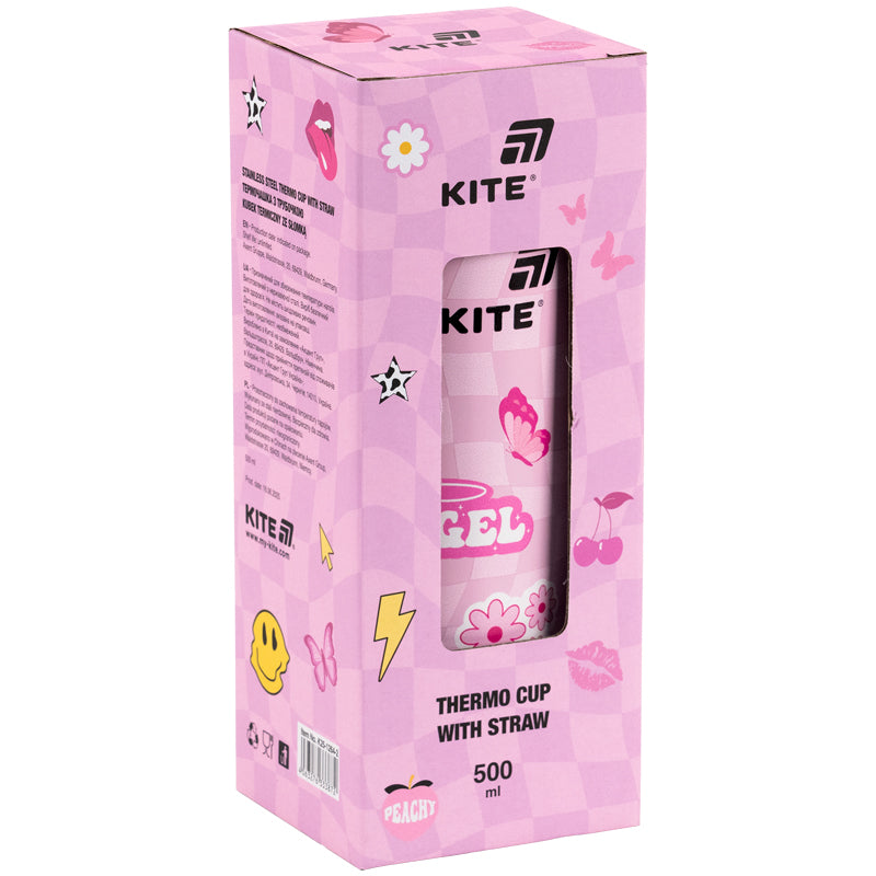 Kubek termiczny ze słomką Kite Angel K25-1264-1, 500 ml