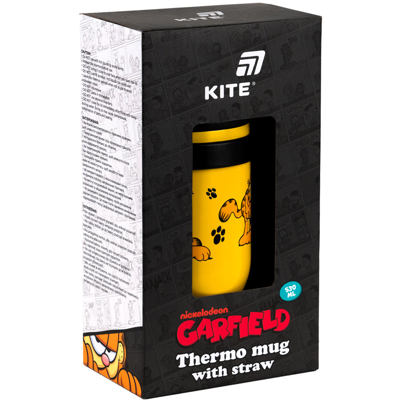 Kubek termiczny ze słomką Kite Garfield  GF25-1266, 530 ml