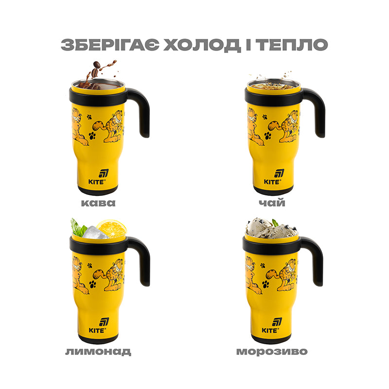 Kubek termiczny ze słomką Kite Garfield  GF25-1266, 530 ml
