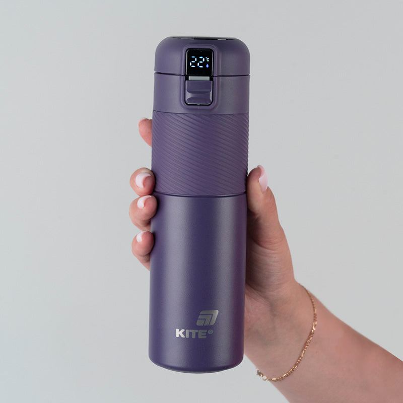Термос із термодатчиком Kite K25-1227-3, 450 мл, фіолетовий