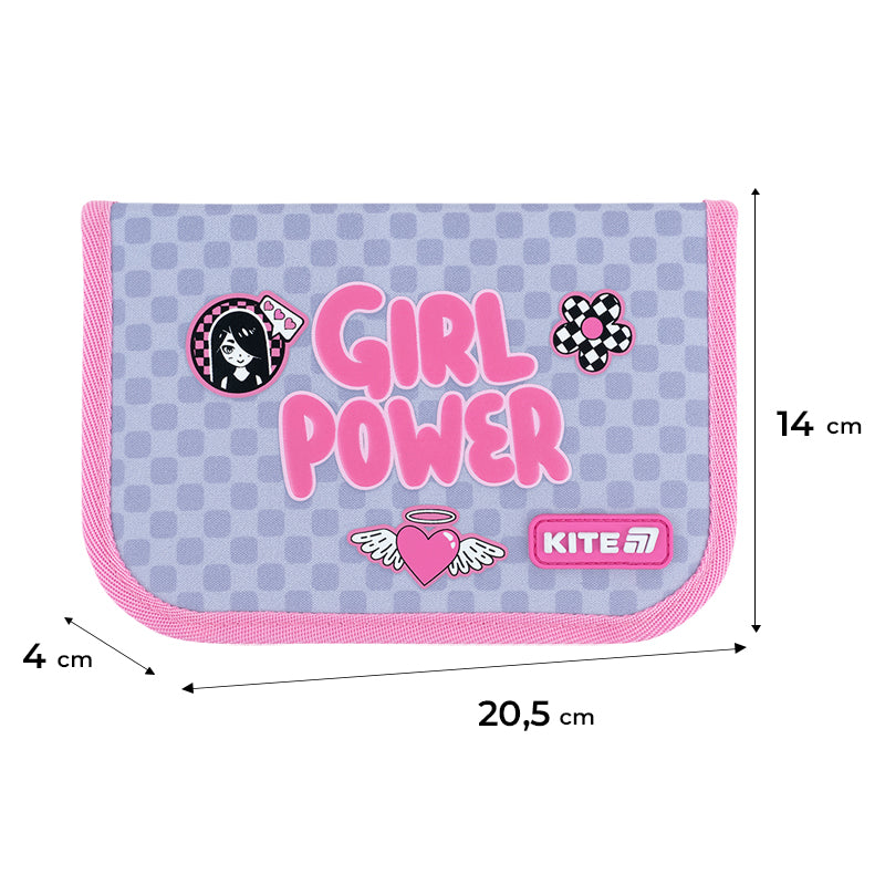 Piórnik bez wyposażenia Kite Girl's Power K26-621-5, jednokom., 1-klapkowy