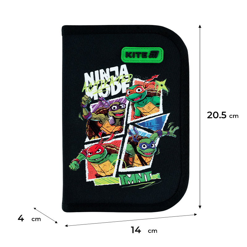 Piórnik bez wyposażenia Kite Ninja Turtles NT26-622, jednokom., 2-klapkowy