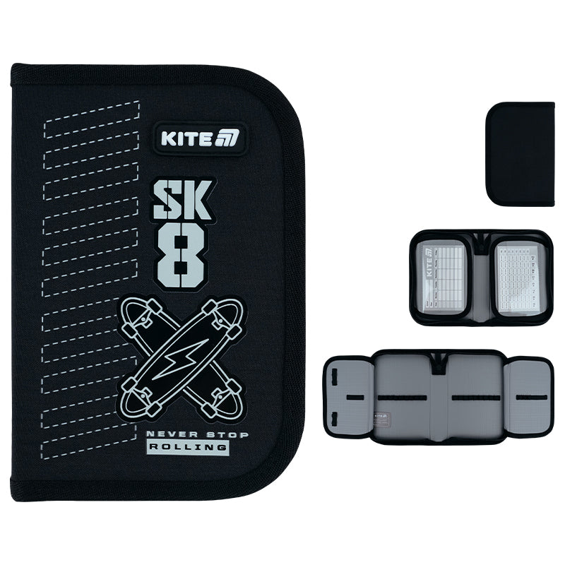 Piórnik bez wyposażenia Kite Skate K26-622-4, jednokom., 2-klapkowy