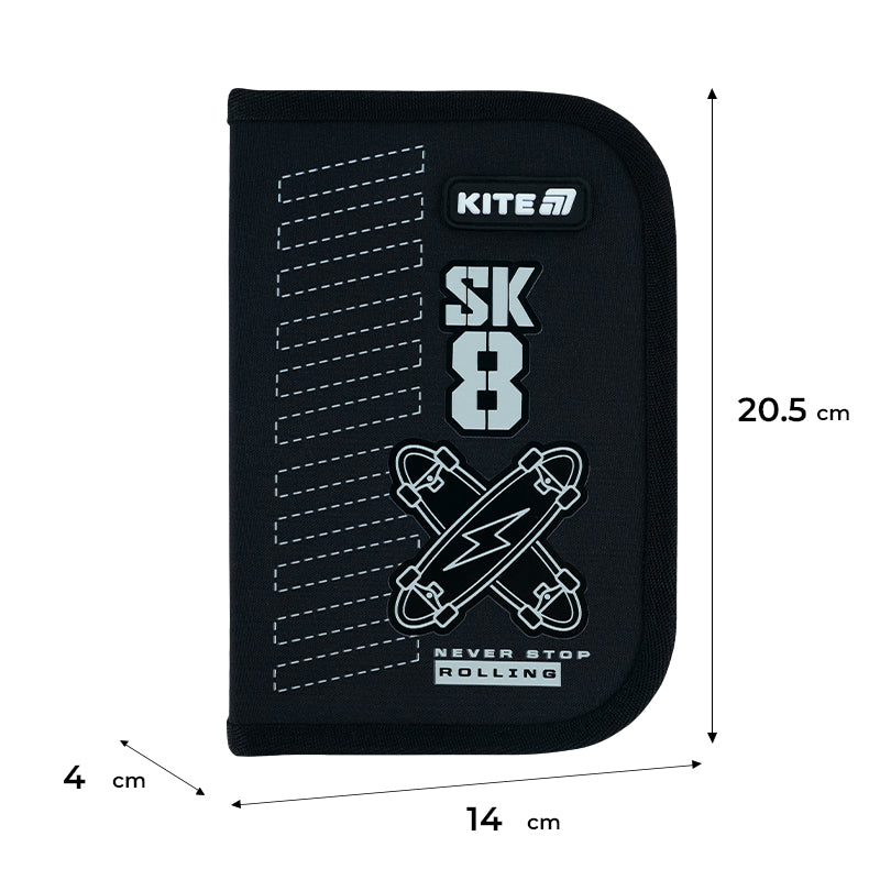 Piórnik bez wyposażenia Kite Skate K26-622-4, jednokom., 2-klapkowy