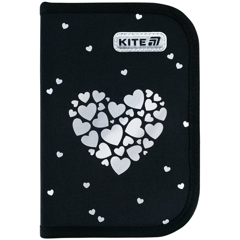 Piórnik bez wyposażenia Kite Black&Silver K26-622-5, jednokom., 2-klapkowy
