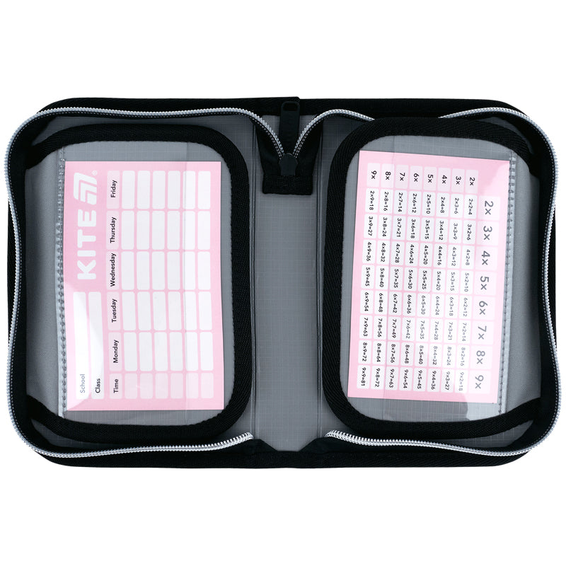 Piórnik bez wyposażenia Kite Black&Silver K26-622-5, jednokom., 2-klapkowy