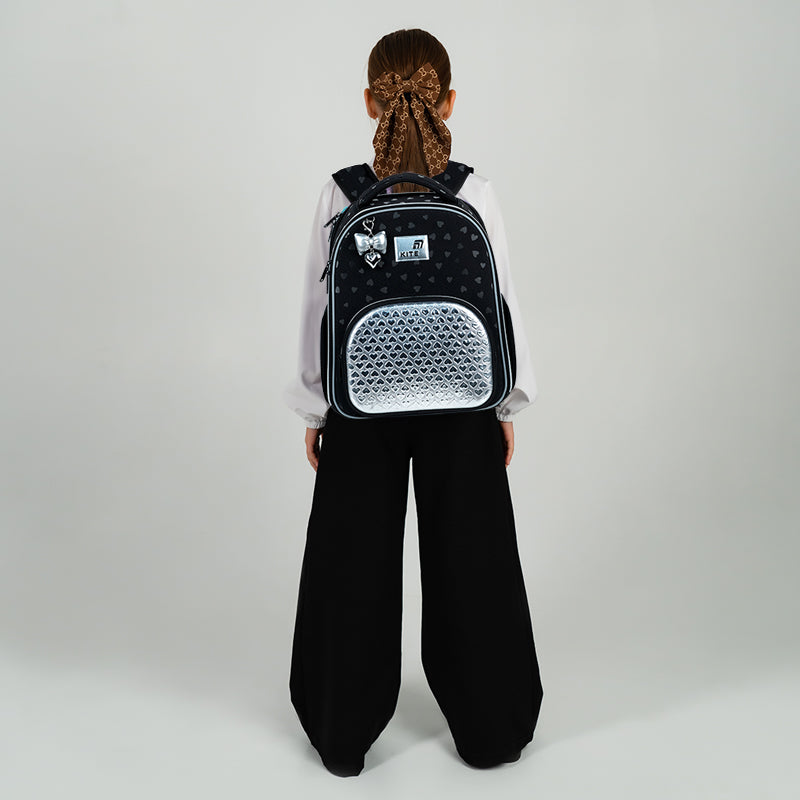 Рюкзак шкільний каркасний Kite Education Black&Silver K26-556M-2