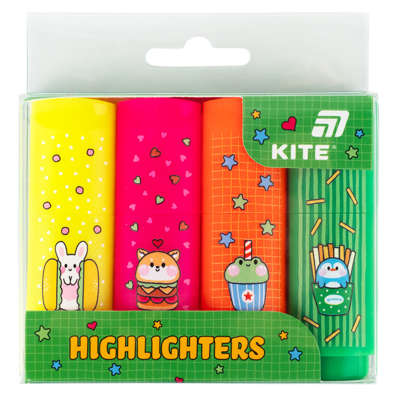Marker Highlighter Kite K26-445-1, zestaw 4 sztuk, neonowy