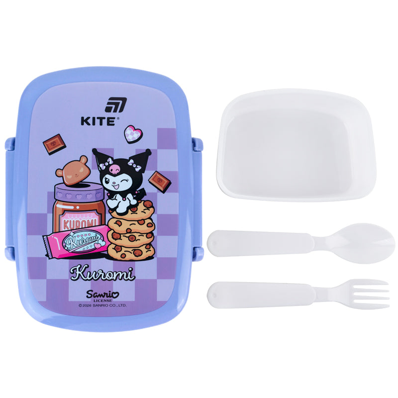 Śniadaniówka z widelcem i łyżką, Kite Kuromi,  HK26-163-2, 750 ml
