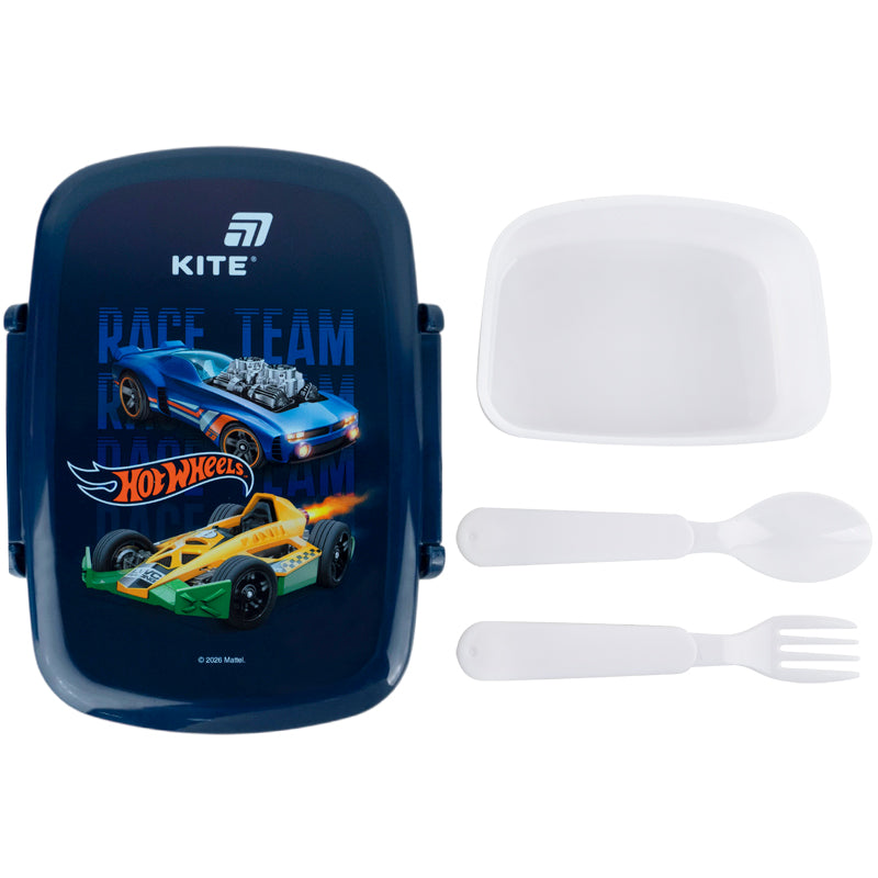 Śniadaniówka z widelcem i łyżką, Kite Hot Wheels,  HW26-163, 750 ml