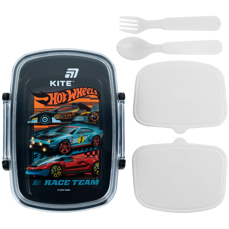 Śniadaniówka z wyposażeniem,Kite Hot Wheels,  HW26-181, 750 ml