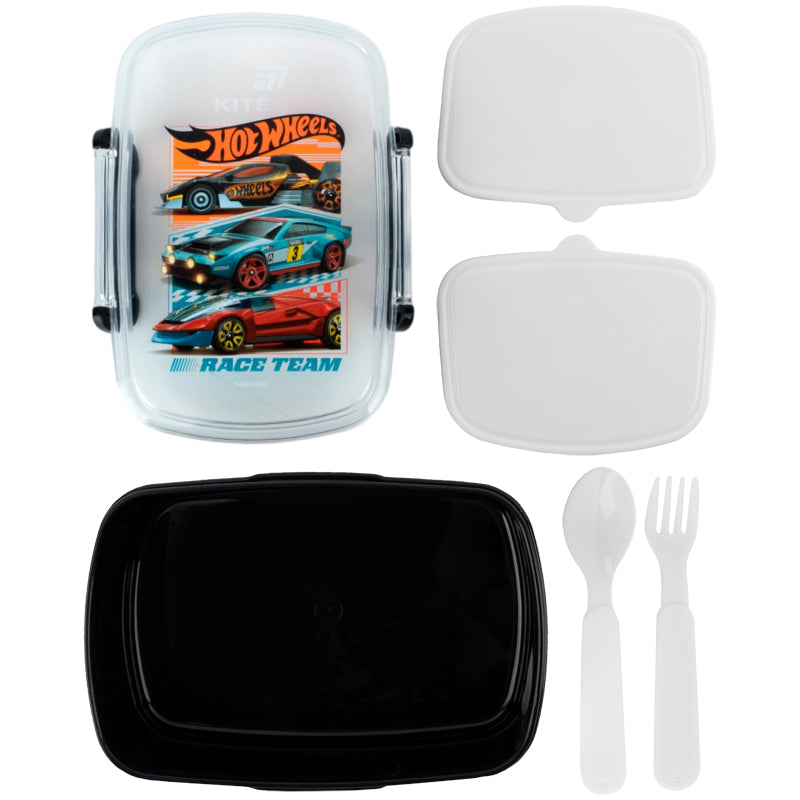 Śniadaniówka z wyposażeniem,Kite Hot Wheels,  HW26-181, 750 ml