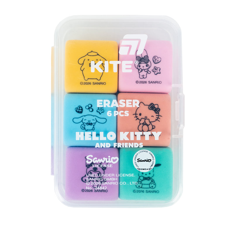 Zestaw gumek w plastikowym pudełku Kite Hello Kitty and Friends HK26-145, 6 różne sztuki