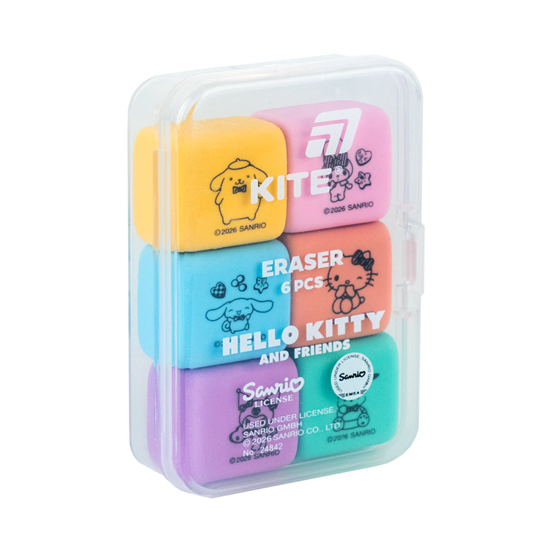 Zestaw gumek w plastikowym pudełku Kite Hello Kitty and Friends HK26-145, 6 różne sztuki