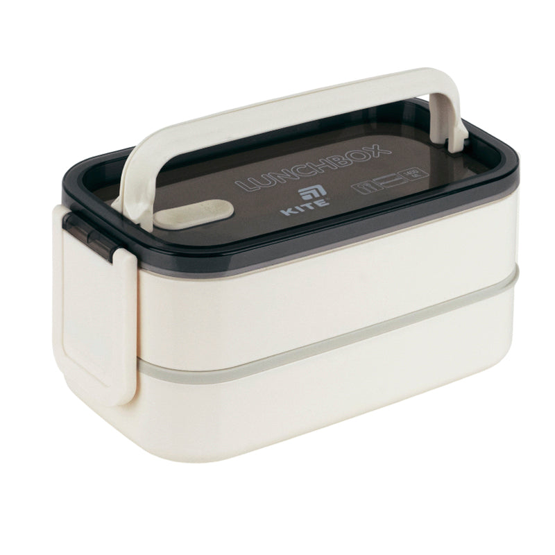 Śniadaniówka podwójnа z sztućcami Kite K26-183-2,1400 ml, beżowa.