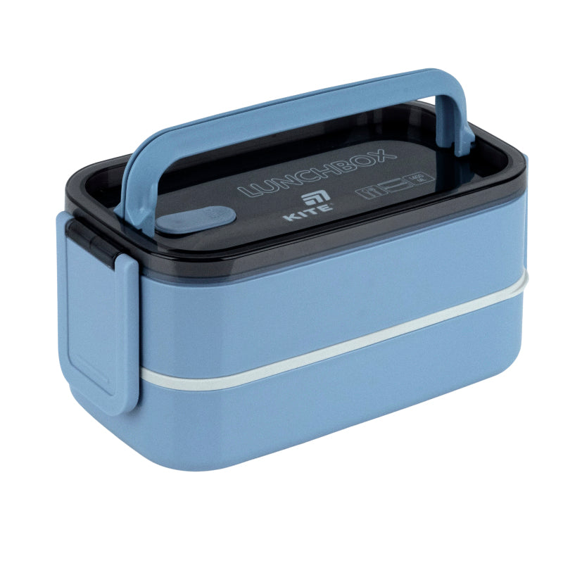 Śniadaniówka podwójnа z sztućcami Kite K26-183-3, 1400 ml, niebieskі