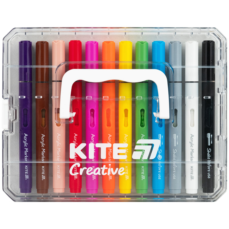 Markery akrylowe z płynnym tuszem Kite Creative K-1161, 12  szt.