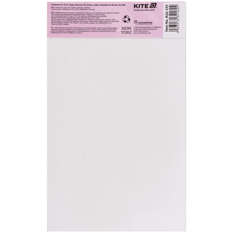Notatnik blok biurowy Kite Rachael Hale R26-195, A6, 50 arkuszy, gładki