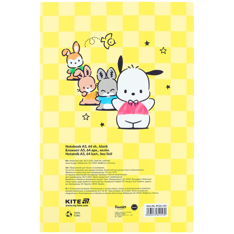 Notatnik Kite Pochacco PC26-193, termobind, А5, 64 arkuszy, gładki