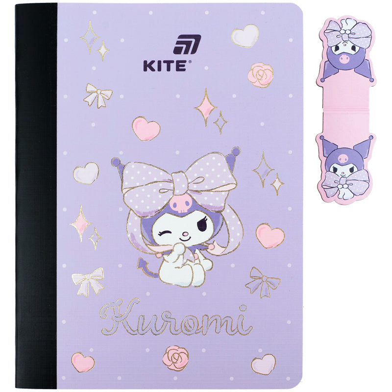 Notatnik i magnetyczne  zakładka Kite Kuromi HK26-192-2, А5, 60 kartek, kratka