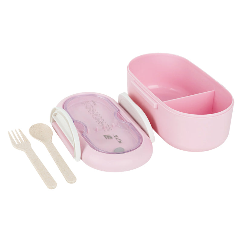 Śniadaniówka z przegródkami i sztućcami Kite K26-185-1, 1000 ml, pudrowy