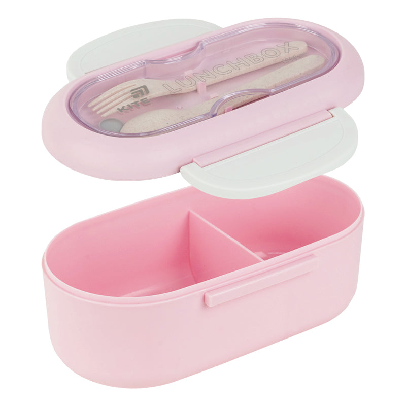 Śniadaniówka z przegródkami i sztućcami Kite K26-185-1, 1000 ml, pudrowy